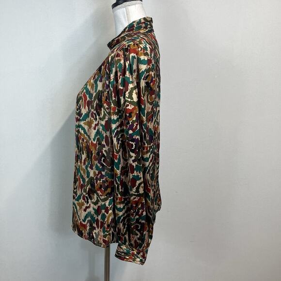 Vintage Notations Blouse sz 10 Orange Green Purple Career Shoulder Pads 90's Y2K - Picture 7 of 12